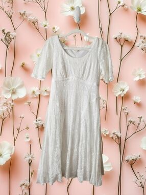 SUMMER SALE! Romantic White Lace Midi Dress